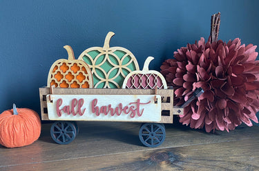 Wagon Shelf Sitter, Fall Decor, Fall Wagon Decor, Pumpkin Decor, Pumpkin Wagon Rustic Decor, Mantel Decor, Interchangeable Decor,Wagon Decor